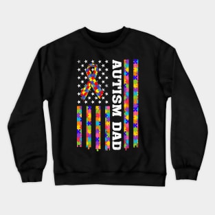 Autism Awareness Proud Autism Dad Vintage US Flag T-Shirt Crewneck Sweatshirt